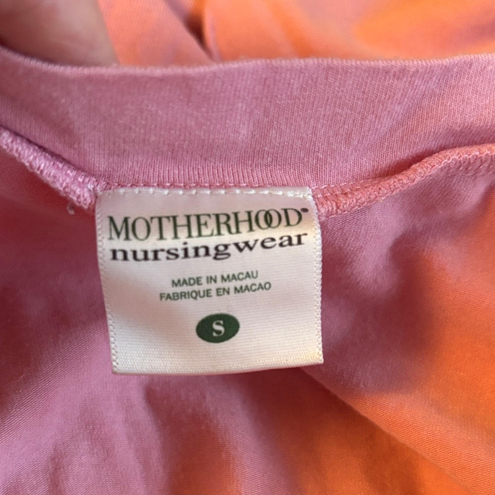 Motherhood Pink Long Sleeve Top with Lace Detail Nursing Wear - Picture 2 of 4